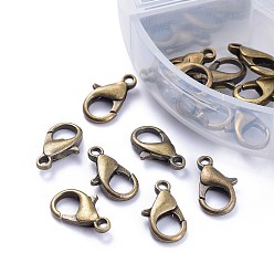 Antique Bronze Alloy Lobster Claw Clasps and Jump Rings Set, Nickel Free, Antique Bronze, Clasps: 10~20.5x6~13x3.5~5.5mm, Hole: 1~2mm, about 70pcs/box, Jump Rings: 6x1mm, about 40~50pcs/box