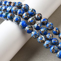 Синий Крашеные нити из натурального магнезита, круглые, синие, 8 мм, отверстие : 1.2 мм, около 50 шт / нитка, 15.63~15.87 дюйм (39.7~40.3 см)