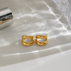 Real 18K Gold Plated 304 Stainless Steel Cuff Earrings for Women, Real 18K Gold Plated, 13.3x11.6mm