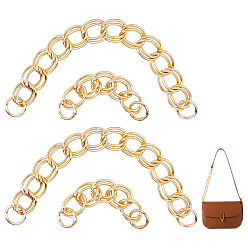 Золотой 4шт 2стиль алюминиевые двухзвенные цепи сумки удлинители цепи, с пружинным кольцом из сплава, аксессуары для замены сумок, золотые, 150~330 мм, 2 шт / стиль