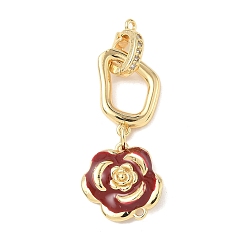 Настоящее золото 18K Латунное микропейв, прозрачный кубический цирконий, складные застежки, без кадмия, без никеля и без свинца, роза, с эмалью, реальный 18 k позолоченный, 40 мм