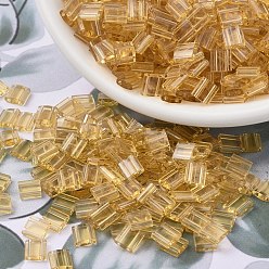 (TL132) Transparent Light Topaz MIYUKI TILA Beads, Japanese Seed Beads, 2-Hole, (TL132) Transparent Light Topaz, 5x5x1.9mm, Hole: 0.8mm, about 1180pcs/100g