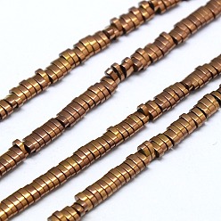 Copper Plated Electroplate Non-magnetic Synthetic Hematite Beads Strands, Oval, Copper Plated, 3x2x1mm, Hole: 1mm, about 350pcs/strand, 15.7 inch