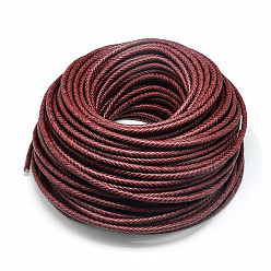 Dark Red Leather Braided Cord, Dark Red, 6mm, about 54.68 yards(50m)/bundle