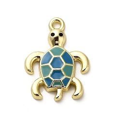 Золотой Подвески из эмали и сплава, прелести морской черепахи, золотые, 20.5x15.5x3.5 мм, отверстие : 1.6 мм
