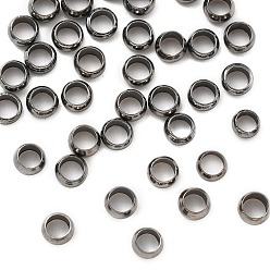 Черный Зажимные бусины из латуни, чёрные, 4x2 мм, отверстие : 3 мм