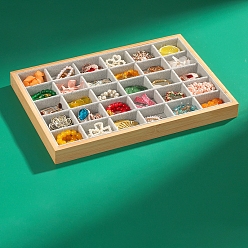 Серый Подносы для демонстрации ювелирных изделий из бархата и бамбука, органайзер для ювелирных изделий держатель для кольца, серьги, ожерелья, браслета, хранения, прямоугольные, серые, 33.5x24.5x3 см