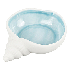 Light Sky Blue Conch Shape Ceramics Ashtray, Home Decorations, Light Sky Blue, 139.5x115.5x33.5mm, Inner Diameter: 74x60mm