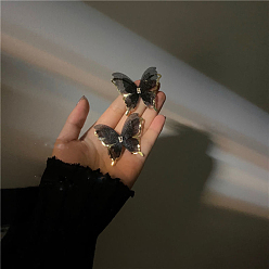 Черный Серьги-гвоздики из сплава с бабочками, золотые, чёрные, 32x39 мм