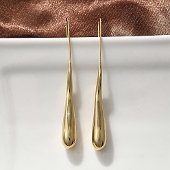 Золотой 304 из нержавеющей стали болтаться серьги, слеза, золотые, 66.5x7.5 мм
