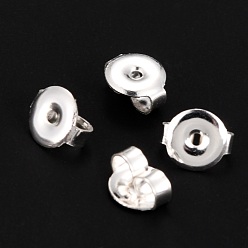 Серебро 304 фрикционные ушные гайки из нержавеющей стали, спинки для серьги, плоско-круглые, серебряные, 6.5x6x3.5 мм, отверстие : 1.2 мм