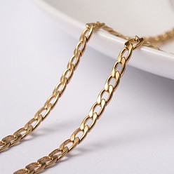 Golden 304 Stainless Steel Curb Chains, Unwelded, with Spool, Faceted, Golden, 5x3x0.8mm, about 82.02 Feet(25m)/roll