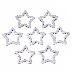 Stainless Steel Color Tarnish Resistant 201 Stainless Steel Linking Rings, Laser Cut, Star, Stainless Steel Color, 14.5x15x1mm, Inner Diameter: 8x8mm