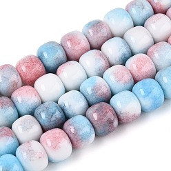 Светло-Голубой Нити из окрашенных стеклянных бусин с эффектом омбре, имитация нефрита, баррель, Небесно-голубой, 10~10.5x8~8.5 мм, отверстие : 1~1.4 мм, около 87~93 шт / нитка, 29.33~31.30 дюйм (74.5~79.5 см)