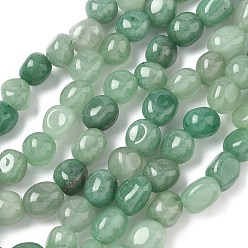 Зеленый Авантюрин Естественный зеленый авантюрин бисер нитей, самородки упали в камень, 10~14x9~10x8~9 мм, отверстие : 1 мм, около 35~36 шт / нитка, 15.63''~15.79'' (39.7~40.1 см)