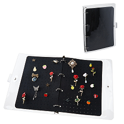 Черный 6 страницы, фетровые броши, коллекция, папка-книга, с прямоугольной обложкой из ПВХ и железными кольцами для переплета., чёрные, 31.7x25.8x3.1 см