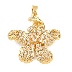 Золотой Латунные микро проложить кубического циркония подвески, , золотые, 26x25.5x9 мм, отверстие : 4x2.5 мм