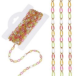 (52) Непрозрачная лаванда Цепи из нержавеющей стали с эмалированным покрытием, пайки, золотые, разноцветные, 9.5x4x1 мм