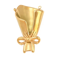 Golden 304 Stainless Steel Connector Charms, Bouquet Links, Golden, 48x26x14mm, Hole: 2mm