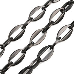 Черный 201 цепи овальные из нержавеющей стали, с катушкой, ионное покрытие (ip), несварные, чёрные, 11x7x1.5 mm и 15x8x1.5 mm
