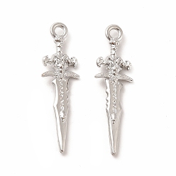 Платина Стойки подвески обшивки сплава, без кадмия, без никеля и без свинца, очарование меча, платина, 31x9x3 мм, отверстие : 2 мм