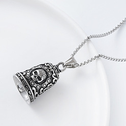 Нержавеющая Сталь Цвет Хип-хоп 304 Подвеска-колокольчик в виде черепа из нержавеющей стали для байкеров, цвет нержавеющей стали, 23.62 дюйм (60 см)