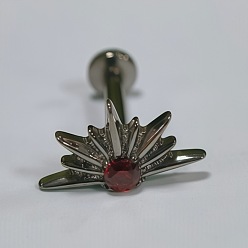 Оранжево-Красный Титановый сплав с внутренней резьбой, инкрустированный кубическим цирконием, лабреты., платина, оранжево-красный, 5.2x10.3 мм, штифты : 1.2 мм, длина стержня: 5/16"(8мм)