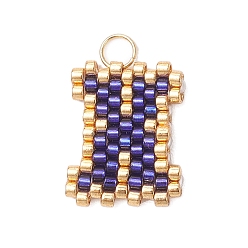 Letter X Бисер ручной работы миюки, ткацкий узор с буквами подвески, с 304 кольцами из нержавеющей стали, Письмо X, 15x9x2 мм, отверстие : 2.5 мм