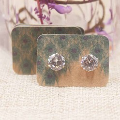 Peacock Бумажные карты дисплей, для серьги, прямоугольные, павлин, 2.5x3.5 см, о 100 шт / комплект