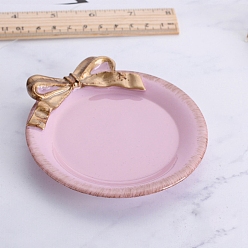 Сливовый Круглая с бантом фарфоровая тарелка для украшений, лоток для хранения колец, , серьга, косметика, слива, 100 мм