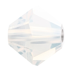 01000 White Opal Хрустальные бусины preciosa®, чешский хрусталь, биконус(451 69 302 рондель), 01000 белый опал, 4 мм, отверстие : 0.8 мм