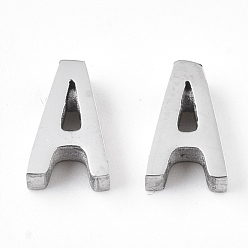 Letter A Anlaufgeschützt 201 Charms aus Edelstahl, Edelstahl Farbe, letter.a, 8x5x3 mm, Bohrung: 1.6 mm