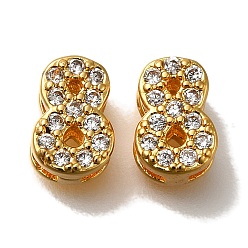 Настоящее золото 18K Стойка покрытие номер латунь микропаве прозрачный кубический цирконий silde подвески, долговечный, без свинца и без кадмия, большое отверстие шарик, реальный 18 k позолоченный, 8.8x6x4.5 мм, отверстие : 7x1.5 мм