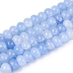 Васильковый Выпечки нарисованные потрескивание стеклянные бусины пряди, рондель, васильковый, 10~10.5x7~7.5 мм, отверстие : 1~1.5 мм, около 103~109 шт / нитка, 29.13~31.10 дюйм (74~79 см)