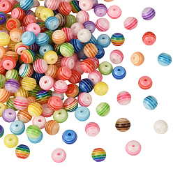 (52) Непрозрачная лаванда 200 прозрачные полимерные бусины в полоску, круглые, разноцветные, 8 мм, отверстие : 1.6~2 мм