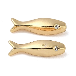 Золотой Латунные микро проложить кубического циркония бусы, без кадмия, без никеля и без свинца, рыба, золотые, 15.5x4.5x4 мм, отверстие : 0.8 мм