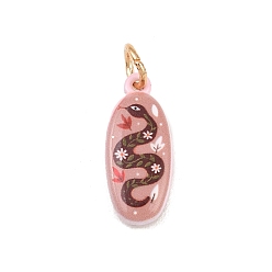 Oval Печатные 304 подвески из нержавеющей стали, змеиные чары, золотые, овальные, 21x9x4 мм, Перейти кольцо: 6x1 мм, 4 мм внутренним диаметром