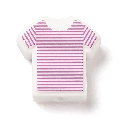 Фиолетовый Силиконовые фокусные шарики, футболка, фиолетовые, 26x26x8 мм, отверстие : 2 мм