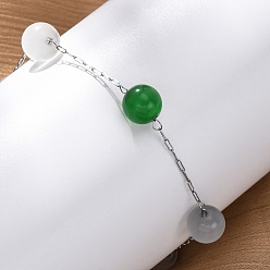 Случайный цвет 304 трос из нержавеющей стали цепи браслеты, браслеты из кошачьего глаза для женщин, случайный цвет, 7-1/4 дюйм (18.3 см)