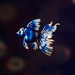 Синий Эмалевые булавки в виде золотой рыбки, броши из сплава для одежды рюкзака, золотые, синие, 42x49 мм