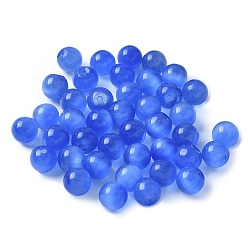 Королевский синий Бусины Кошачие Глаза, круглые, за половину пробурено бисера, королевский синий, 8 мм, отверстие : 1 мм