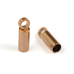 Golden Ion Plating(IP) 304 Stainless Steel Cord Ends, End Caps, Column, Golden, 8x2.5mm, Hole: 1.5mm, Inner Diameter: 2mm