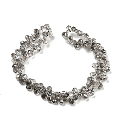 Gray Electroplate Transparent Glass Beads Strands, Pearl Luster Plated, Faceted Teardrop, Top Drilled, Gray, 6x4mm, Hole: 0.8mm, about 97~102pcs/strand, 10.63''~14.80''(27~37.6cm)