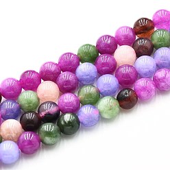 (52) Непрозрачная лаванда Природного кварца нитей бисера, окрашенные, круглые, имитация турмалина, разноцветные, 6~6.5 мм, отверстие : 0.9~1 мм, около 60~63 шт / нитка, 14.96~15.35 дюйм (38~39 см)