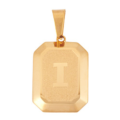 Letter I 1 прямоугольник из нержавеющей стали с подвесками в виде букв, золотые, Буква "i", 29x20 мм