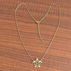 Turtle 201 подвесные из нержавеющей стали ожерелья, золотые, черепаха, 17.72 дюйм (45 см), Pandent: 20x18.7 мм