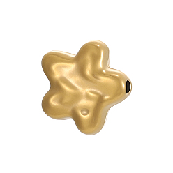 Настоящее золото 18K Кованые 304 бусины из нержавеющей стали, звезда, долговечный, ионное покрытие (ip), реальный 18 k позолоченный, 11x11 мм, отверстие: 1 мм