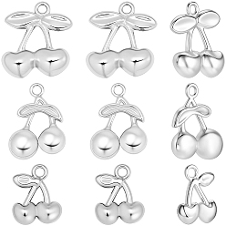 Нержавеющая Сталь Цвет 60шт 3 стили 304 подвески из нержавеющей стали, вишневое очарование, анти-тускнение, цвет нержавеющей стали, 9.5~13.5x7.5~11.5x2.5~4 мм, отверстие : 1.2 мм, 20 шт / стиль