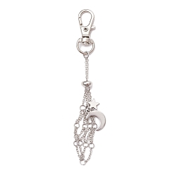 Platinum Moon Alloy Swivel Lobster Claw Clasps & Brass Cable Chains, Semi-Finished Product Pendant Decorations, Platinum, 109mm
