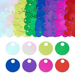 (52) Непрозрачная лаванда 400шт 8 цвета ПВХ подвески, с блестка, плоско-круглые, разноцветные, 20 мм, отверстие : 4 мм, 8 цветов